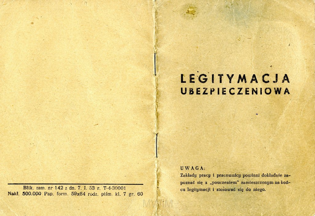 KKE 5816-1.jpg - Dok. Legitymacja Ubezpieczeniowa dla Antoniego Graszko, Kłodzko, 4 IX 1959 r.